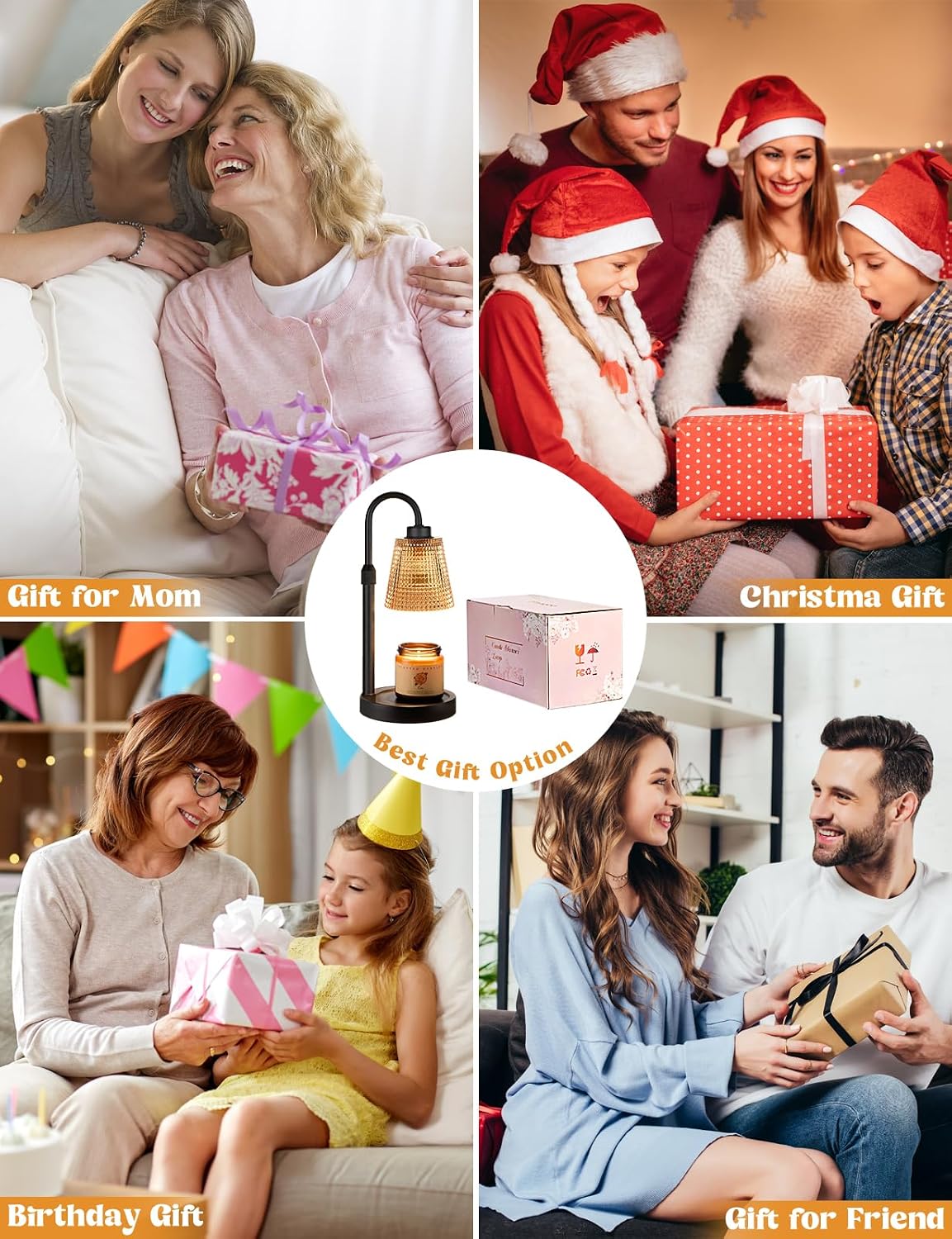 Amber Dimmable Candle Warmer Lamp with Timer — Adjustable LED Wax Melter for Jar Candles | Flame‑Free Home Fragrance & Cozy Décor