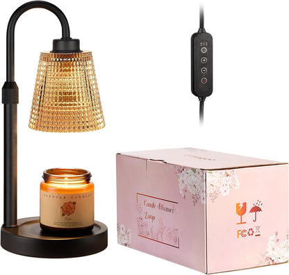 Amber Dimmable Candle Warmer Lamp with Timer — Adjustable LED Wax Melter for Jar Candles | Flame‑Free Home Fragrance & Cozy Décor