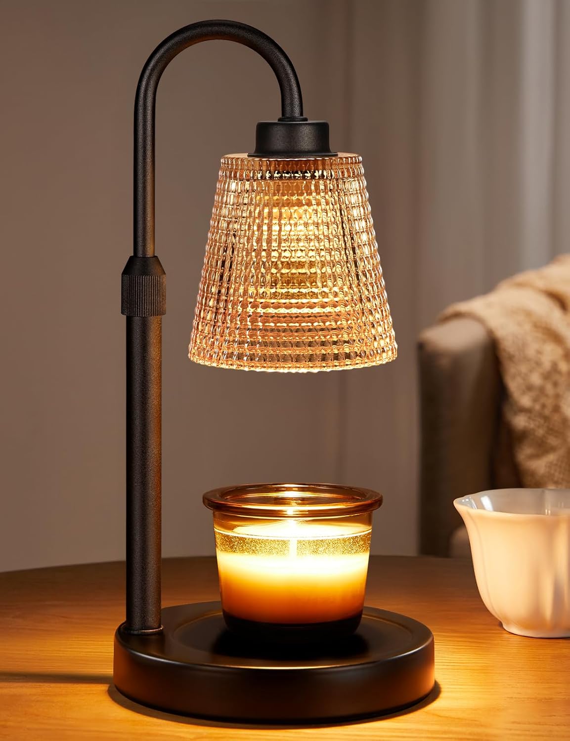 Amber Dimmable Candle Warmer Lamp with Timer — Adjustable LED Wax Melter for Jar Candles | Flame‑Free Home Fragrance & Cozy Décor