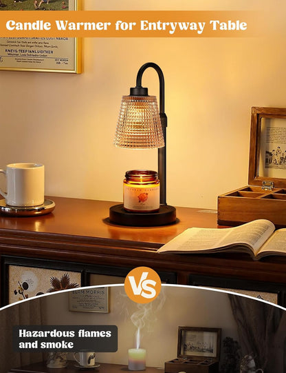 Amber Dimmable Candle Warmer Lamp with Timer — Adjustable LED Wax Melter for Jar Candles | Flame‑Free Home Fragrance & Cozy Décor