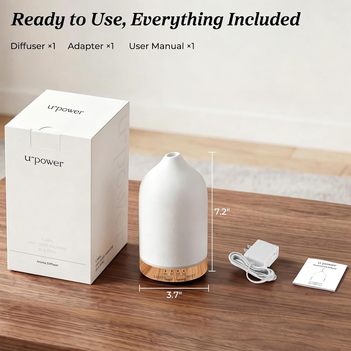 180ML Ceramic Essential Oil Diffuser, Ultrasonic Aromatherapy Diffuser with 7-Color Lights, Auto Shut-Off, Quiet Oil Diffuser for Bedroom, Home Office