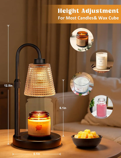 Amber Dimmable Candle Warmer Lamp with Timer — Adjustable LED Wax Melter for Jar Candles | Flame‑Free Home Fragrance & Cozy Décor