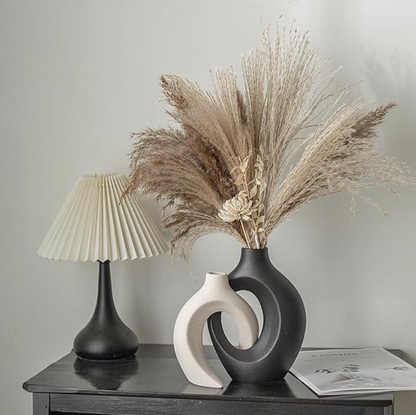 Black & White Ceramic Vase Set of 2 | Minimalist Nordic Sculptural Vases for Home Decor