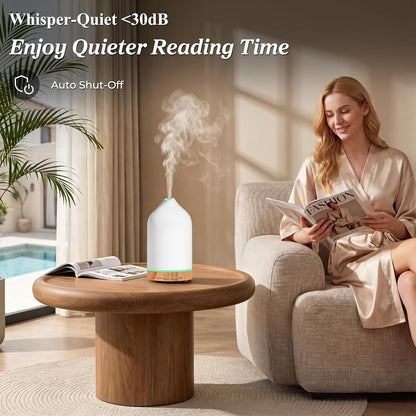 180ML Ceramic Essential Oil Diffuser, Ultrasonic Aromatherapy Diffuser with 7-Color Lights, Auto Shut-Off, Quiet Oil Diffuser for Bedroom, Home Office