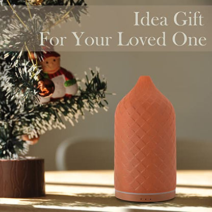 Terracotta Essential Oil Diffuser | 120ml Ultrasonic Aromatherapy Diffuser with LED Mood Lights